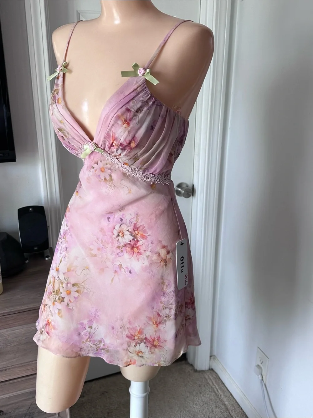 Lulu’s Keira Floral Tie Back Lingerie Slip